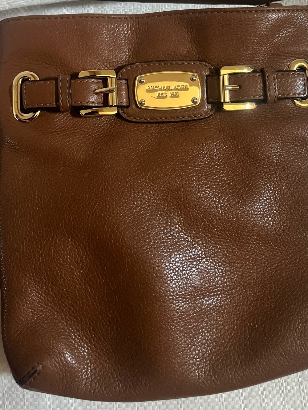 Michael Kors Brown Leather Crossbody Bag with Gold Hardware